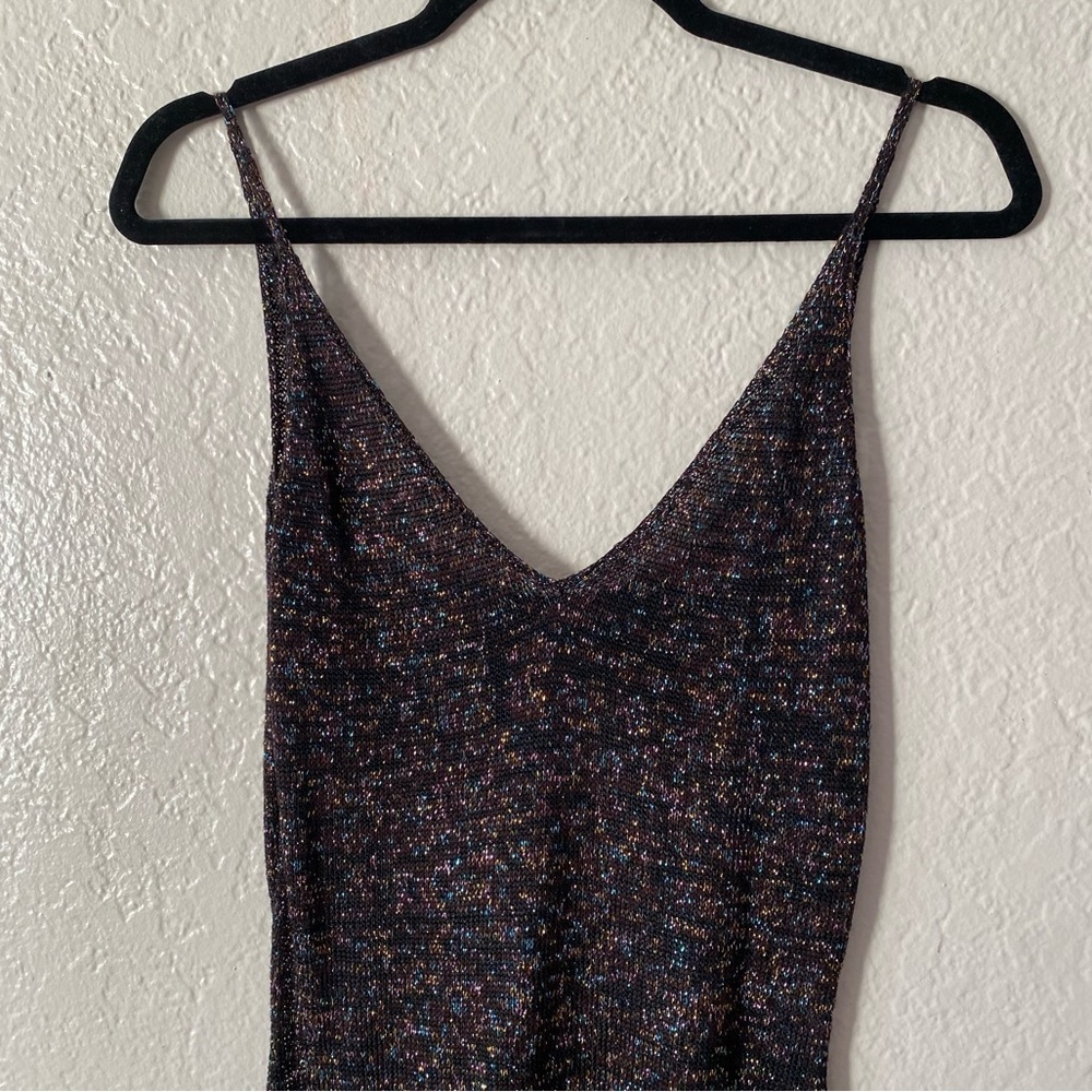 Moda International Multicolor Metallic Knit Dress Size S Evening Dinner Date - Picture 3 of 8